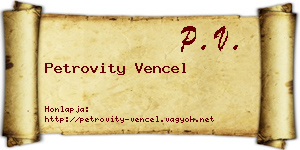 Petrovity Vencel névjegykártya